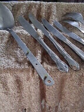 Ornate Handle Stainless Steel Dinner Mixed Lot - Silver Utensils
